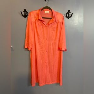 Vanity Fair Nylon Button Down Nightgown Pink Size M